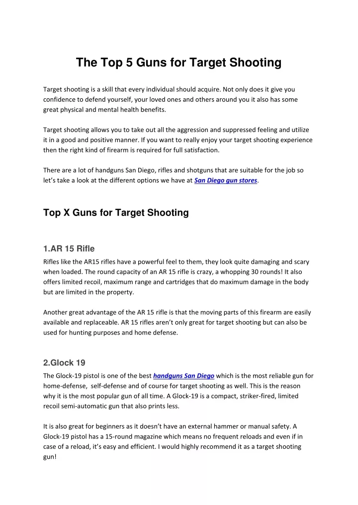 the top 5 guns for target shooting