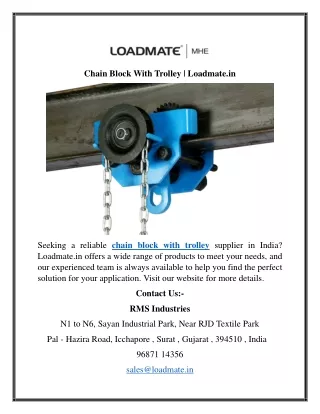 chain block with trolley loadmate in