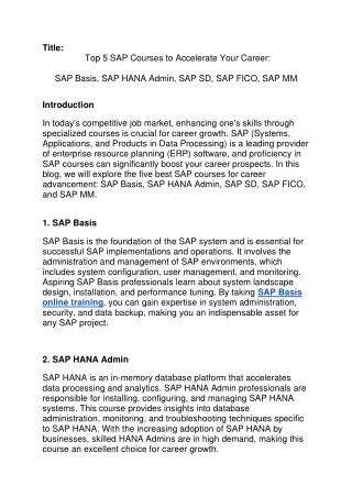 Top 5 SAP Courses to Accelerate Your Career: