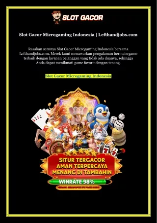 Slot Gacor Microgaming Indonesia | Lefthandjobs.com