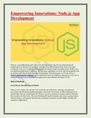 empowering innovations node js app development