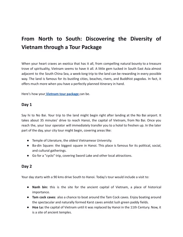 from north to south discovering the diversity