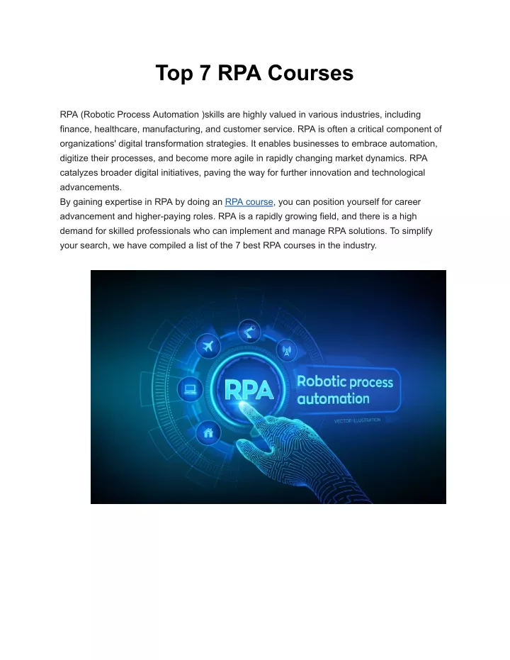 top 7 rpa courses