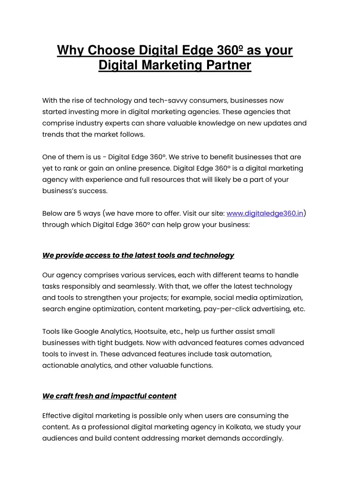 why choose digital edge 360 as your digital