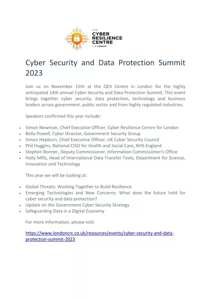 cyber security and data protection summit 2023