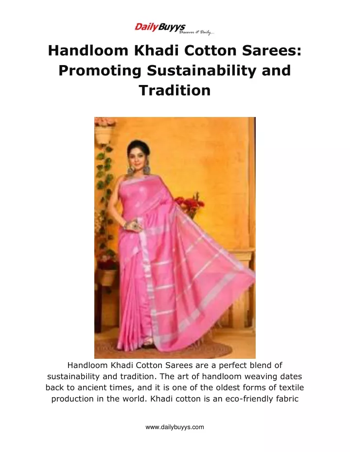 handloom khadi cotton sarees promoting