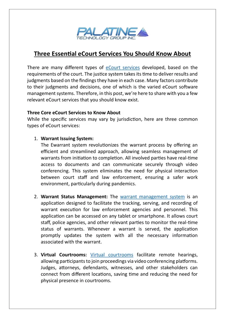 three essential ecourt services you should know