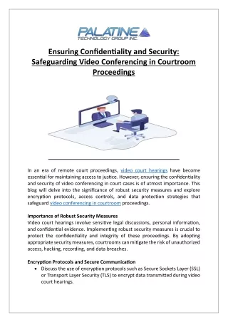 Ensuring Confidentiality and Security Safeguarding Video Conferencing in Courtroom Proceedings