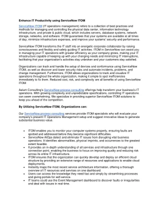 enhance it productivity using servicenow itom