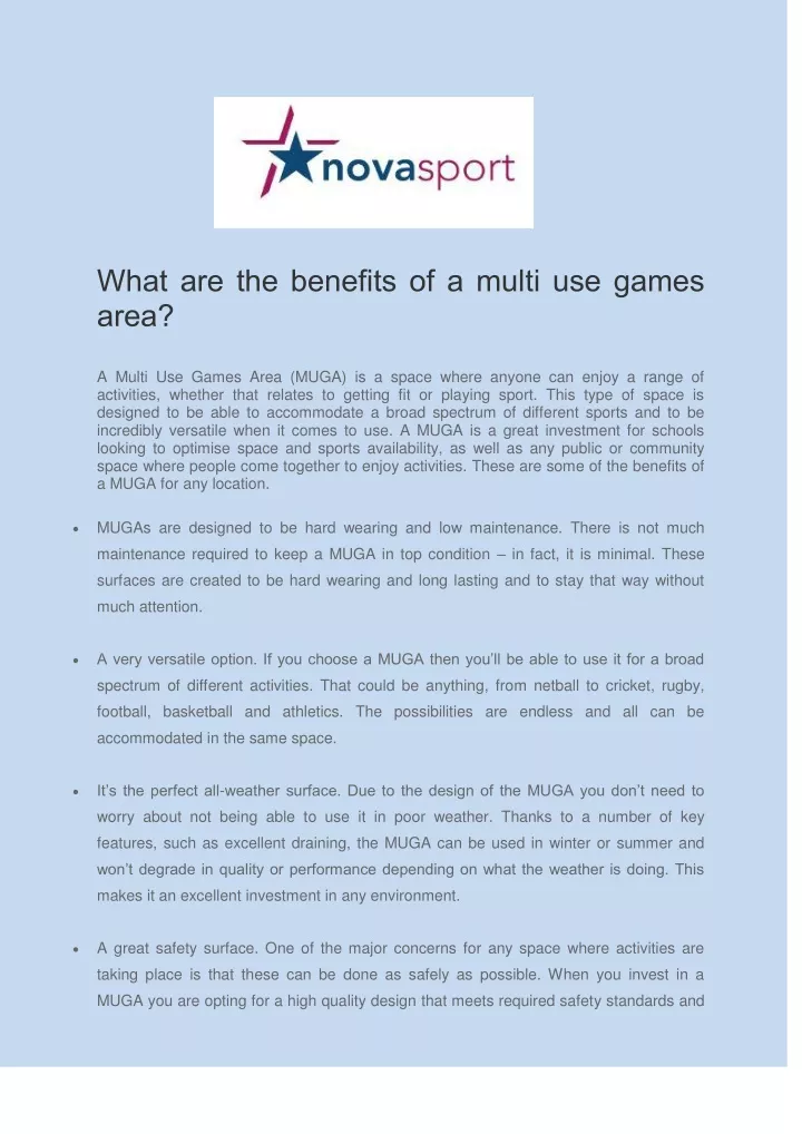 what are the benefits of a multi use games area