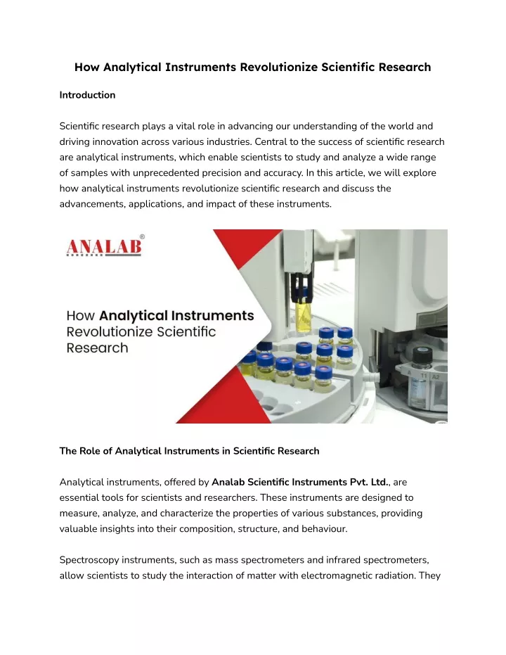 how analytical instruments revolutionize