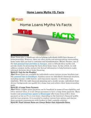 Home Loans Myths VS. Facts
