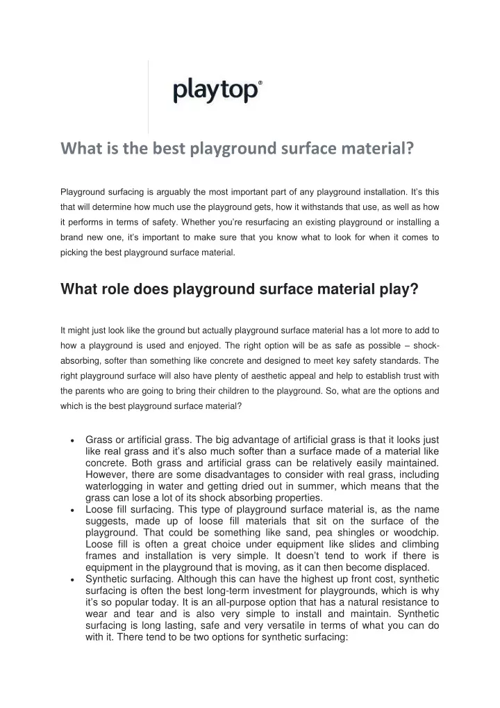 what is what is the best playground surface