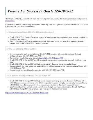 Prepare For Success In Oracle 1Z0-1072-22