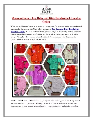Mumma Goose - Buy Baby and Kids Handknitted Sweaters Online