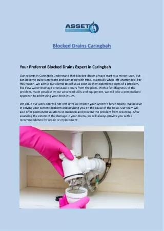 Blocked Drains Caringbah