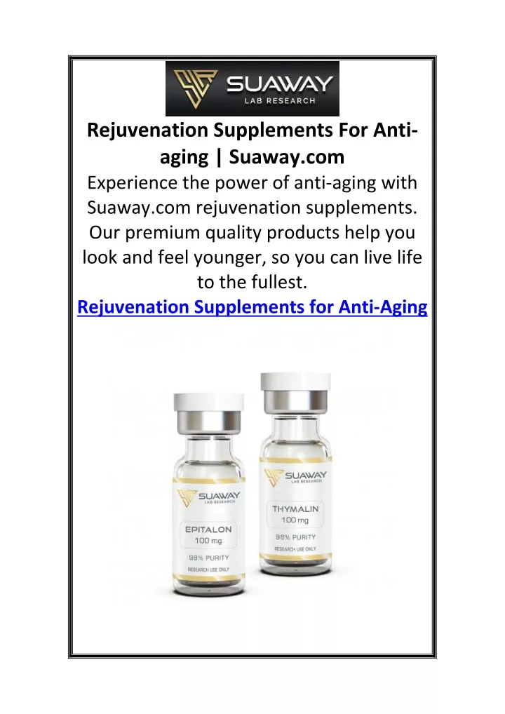 rejuvenation supplements for anti aging suaway
