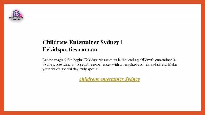 childrens entertainer sydney eekidsparties