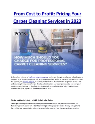 HOW MUCH YOU SHOULD CHARGE FOR PROFESSIONAL CARPET CLEANING SERVICES.