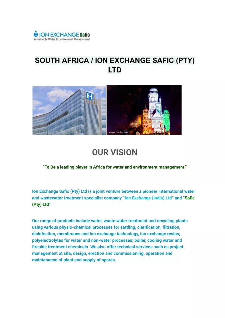 south africa ion exchange safic pty ltd