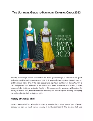 The Ultimate Guide to Navratri Chaniya Choli 2023: Find the Perfect Outfit for Y