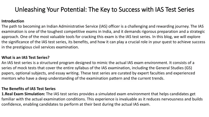 unleashing your potential the key to success with ias test series