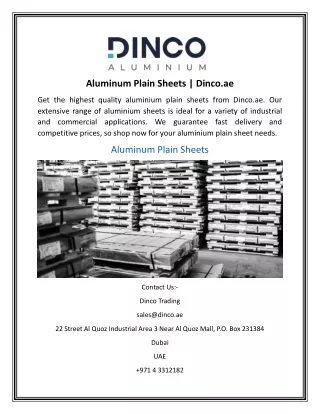 Aluminum Plain Sheets  Dinco.ae