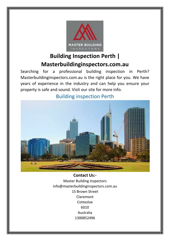 building inspection perth