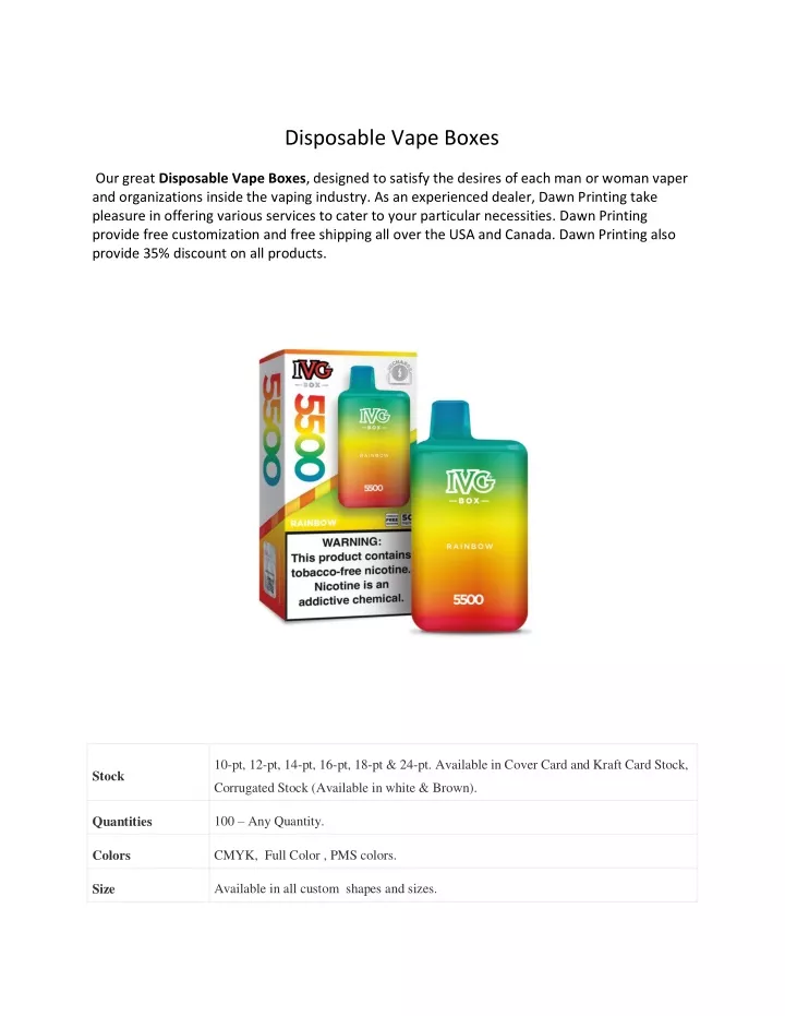 disposable vape boxes