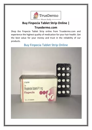 Buy Finpecia Tablet Strip Online  Truedermo