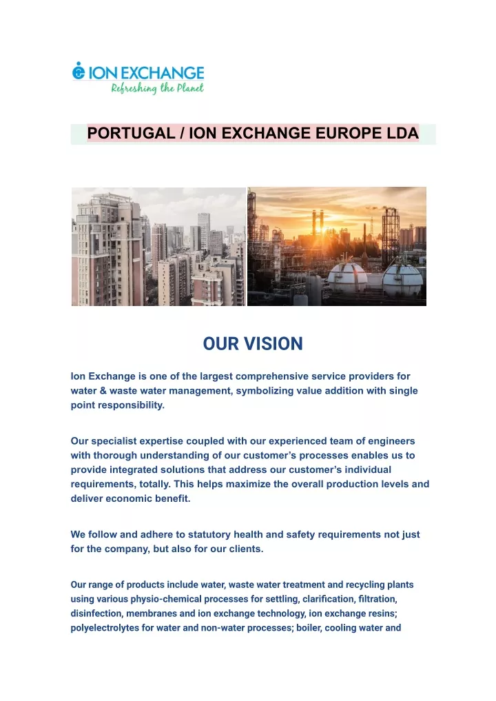 portugal ion exchange europe lda