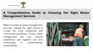 A Comprehensive Guide to Choosing the Right Waste Management Services