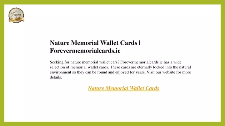 nature memorial wallet cards forevermemorialcards
