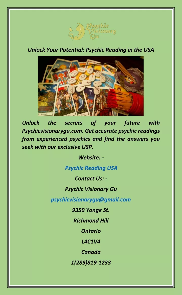 unlock your potential psychic reading in the usa