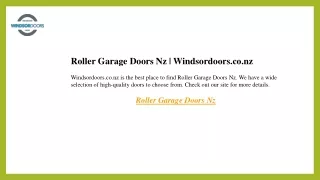 Roller Garage Doors Nz  Windsordoors.co.nz