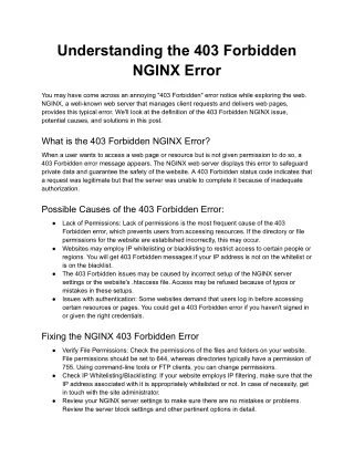 Understanding the 403 Forbidden NGINX Error
