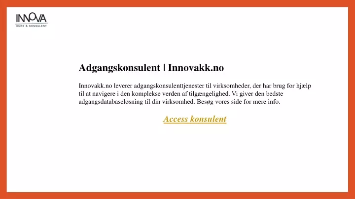 adgangskonsulent innovakk no innovakk no leverer