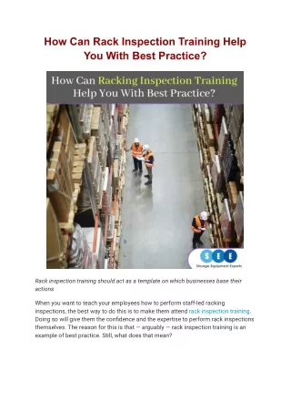 how can rack inspection training help you with