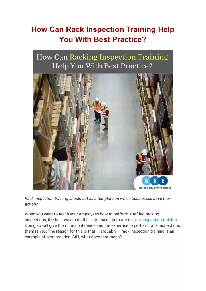 how can rack inspection training help you with