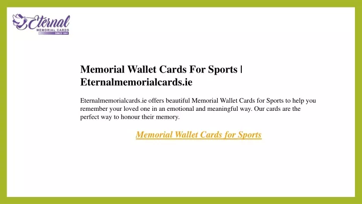 memorial wallet cards for sports