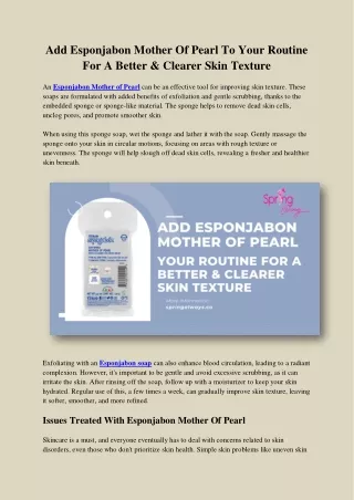 Add Esponjabon Mother Of Pearl To Your Routine For A Better & Clearer Skin Textu