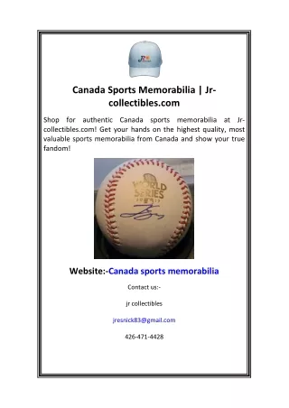 Canada Sports Memorabilia  Jr-collectibles.com