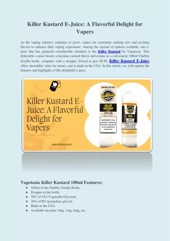 killer kustard e juice a flavorful delight