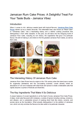 Jamaican Rum Cake Prices_ A Delightful Treat For Your Taste Buds - Jamaica Vibez