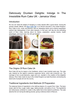 Deliciously Drunken Delights_ Indulge In The Irresistible Rum Cake UK - Jamaica Vibez