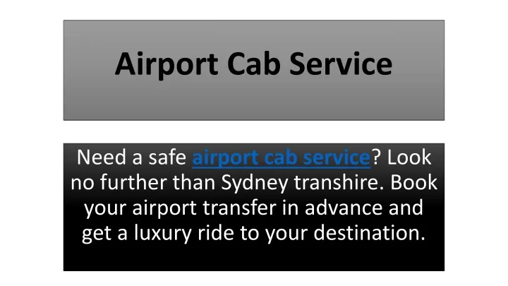 airport cab service