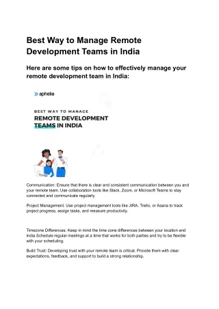 Best Way to Manage Remote Development Teams in India