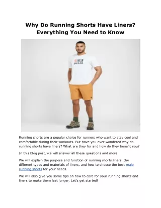 why do running shorts have liners everything