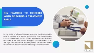 KEY FEATURES TO CONSIDER WHEN SELECTING A TREATMENT TABLE