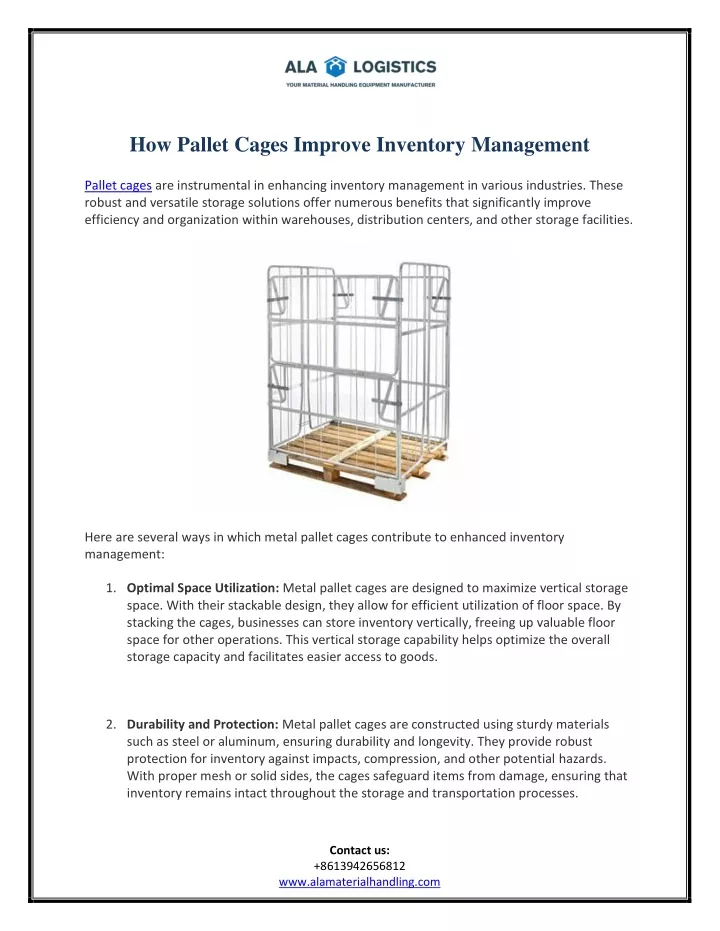 how pallet cages improve inventory management